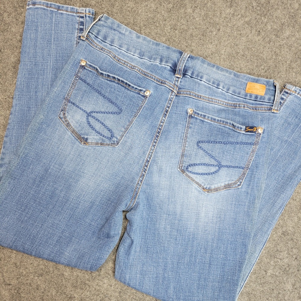 Seven7 Jeans Womens 14 Blue Skinny Stretch Distressed Mid Rise Y2K Embroidered‎
